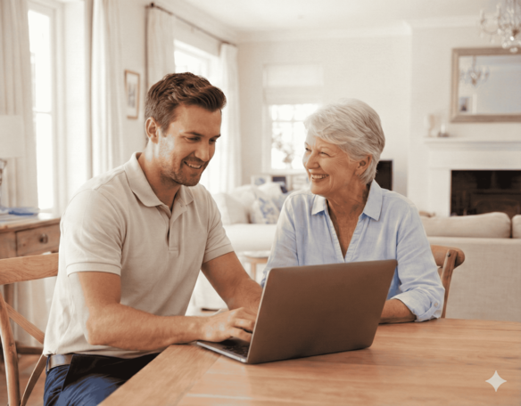 Technician repairing a laptop on a table
